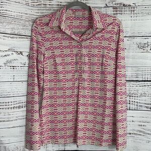 Ellie Kai Top Womens Size 4 geo print jersey popover shirt Golf‎ Nylon Blend